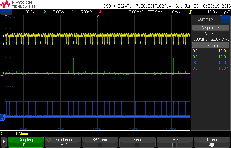 Scope trace of the display updating